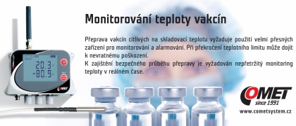 Monitorování teploty vakcín a dalšího zdravotnického materiálu