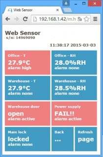 Web Sensor - dvoukanálový snímač s binárními vstupy